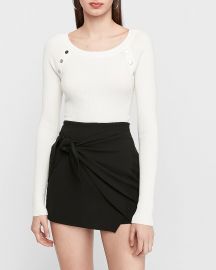 Ribbed Button Shoulder Sweater at Express