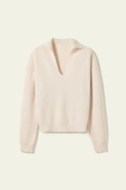 Ribbed Cashmere Polo Sweater at LilySilk