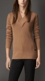 Ribbed Cashmere Vneck Sweater at Burberry