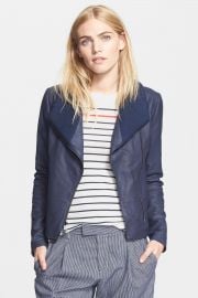 Ribbed Collar Leather Jacket at Nordstrom Rack