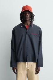 Ribbed Collar Shirt with Embroidery at Zara
