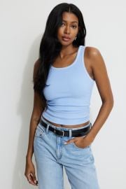 Ribbed Contrast Tank Top Blue Dynamite at Dynamite