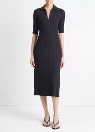 Ribbed Cotton-Blend Polo Dress in Products Women at Vince