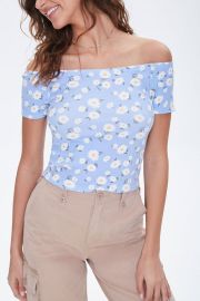 Ribbed Daisy Print Tee at Forever 21