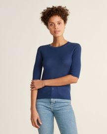 Ribbed Elbow Sleeve Wool Sweater by Vince at Century 21