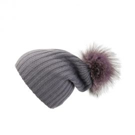 Ribbed Hat with Lilac Pom-Pom by Loveknitz at Loveknitz