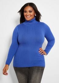 Ribbed Knit Turtleneck Sweater by Ashley Stewart at Ashley Stewart