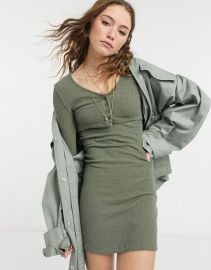 Ribbed Long Sleeve Cardigan Minidress by Topshop at Asos