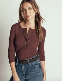 Ribbed Long Sleeve Henley-Fudgesickle at Boden