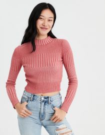 Ribbed Mock Neck Pullover Sweater by American Eagle at American Eagle