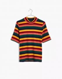 Ribbed Mockneck Top in Rainbow Stripe by Madewell at Madewell