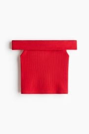 Ribbed Off-the-Shoulder Top - Bright red - Ladies HampM US at H&M