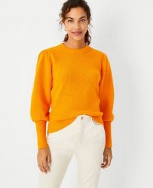 Ribbed Puff Sleeve Sweater at Ann Taylor