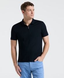 Ribbed Quarter Zip Polo Perry Ellis at Perry Ellis