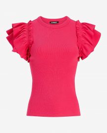 Ribbed Ruffle Sleeve Tee by Express at Express