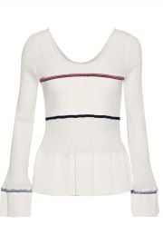 Ribbed Shirred Stretch-Cotton Peplum Top by 3.1 Phillip Lim at The Outnet