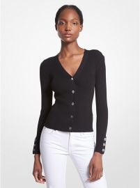 Ribbed Stretch Knit Cardigan Michael Kors at Michael Kors