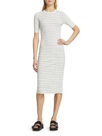 Ribbed Stretch Knit Striped Midi Dress by Theory at Saks Off 5th