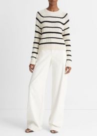 Ribbed Stripe Cotton-Blend Pullover in Sweaters at Vince