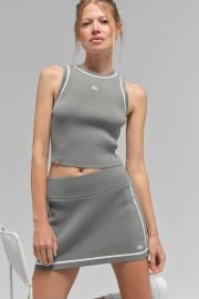 Ribbed Sweater Knit Highline Cropped Tank - Lunar GreyWhite ALO at Alo Yoga