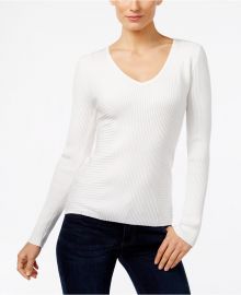 Ribbed V-Neck Sweater at Macys