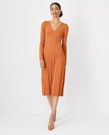 Ribbed V-Neck Sweater Dress at Ann Taylor