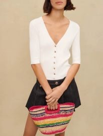 Ribbed V-neck top at Maje