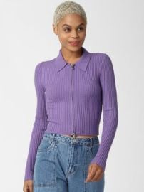 Ribbed Zip Up Sweater at Forever 21