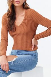 Ribbed knit v-neck top at Forever 21