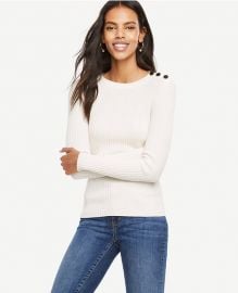 Ribbed shoulder button sweater at Ann Taylor