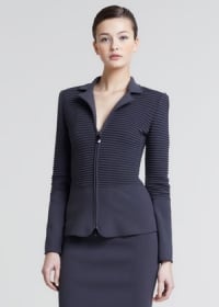 Ribbed zip front jacket by Armani at Neiman Marcus