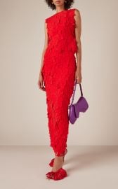 Ribbon-Fringed Crepe Maxi Dress By Awake Mode at Moda Operandi