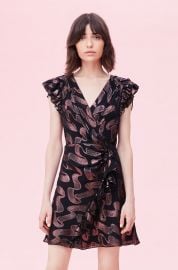 Ribbon Lurex Jacquard Ruffle Dress at Rebecca Taylor