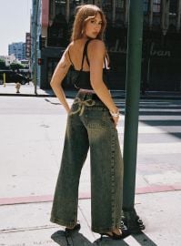 Ribbon Stamp Wide Leg Jeans Antique Wash Princess Polly at Princess Polly