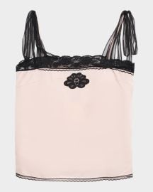 Ribbon-Strap Satin Tank Top at Neiman Marcus