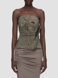 Rick Owens Distressed Denim Bustier Top | Saks Fifth Avenue at Saks Fifth Avenue