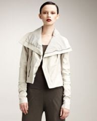 Rick Owens Distressed Leather Jacket Gray at Neiman Marcus