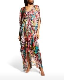 Rickie Freeman for Teri Jon High-Low Chiffon Kaftan Gown at Neiman Marcus