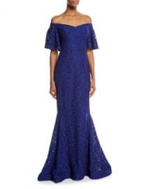 Rickie Freeman for Teri Jon Off-the-Shoulder Lace Mermaid Gown at Last Call