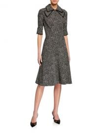 Rickie Freeman for Teri Jon Polka Dot Pintuck Chiffon A-Line Dress at Neiman Marcus