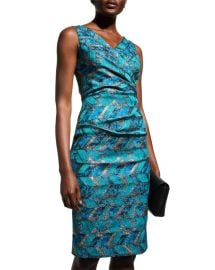 Rickie Freeman for Teri Jon Ruched Mosaic Jacquard Dress at Neiman Marcus