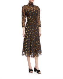 Rickie Freeman for Teri Jon Sheer  amp  Floral Burnout Velvet Dress at Neiman Marcus