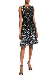 Rickie Freeman for Teri Jon Sleeveless Chiffon Polka Dot Pintuck Dress - Bergdorf Goodman at Bergdorf Goodman