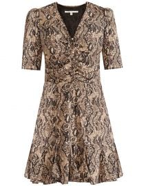 Ried Snake-Print Short-Sleeve Flounce Dress at Veronica Beard