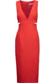 Riki cutout crepe de chine midi dres at The Outnet