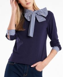 Riley  Rae Juliette Bow-Neck Gingham-Trim Top Created For Macys  Reviews - Tops - Women - Macys at Macys