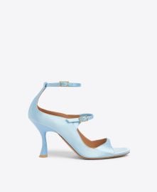 Riley 90 Baby Blue Satin Heeled Sandals Malone Souliers at Malone Souliers