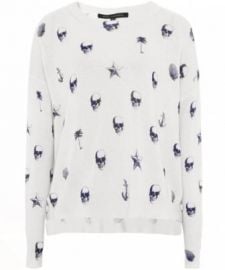 Riley V-Neck Skull-Print Cashmere Sweater by 360 Sweater at Neiman Marcus