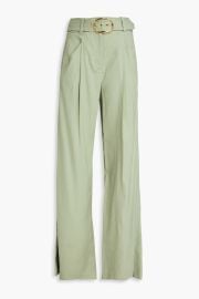 Rimini Belted Pleated Linen Blend Wide Leg Pants at The Outnet