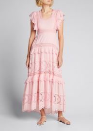 Rinny Ruffle Eyelet Maxi Dress at Bergdorf Goodman